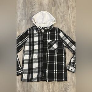 Men’s Hollister Black and White Plaid Hoodie Shirt